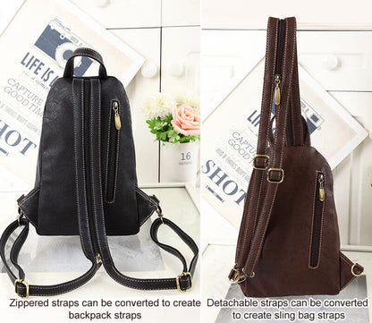 Convertible Faux Leather Small Mini Backpack Rucksack Sling bag Purse Cute Bag