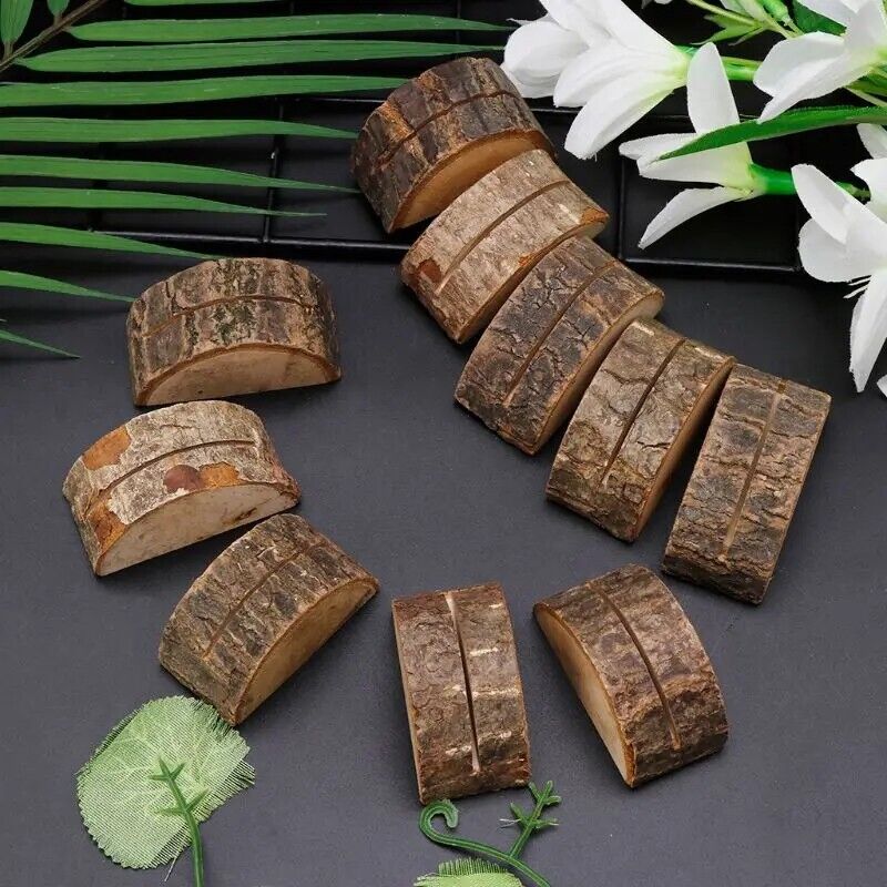 Name Card Place Holder 10Pcs Rustic Wood Table Memo Number Note Clip 5.5x3x2.8cm