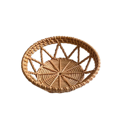 Handwoven Bread Basket Rattan Wicker Storage Tray Tea Drinks Snack Holder NEW