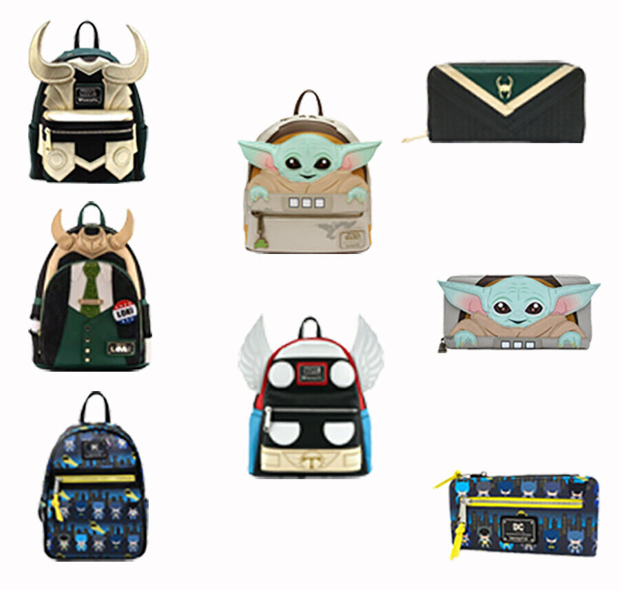 Disney Loungefly Star Wars Mini Backpack Yoda Wallet Purse Batman Bag Thor