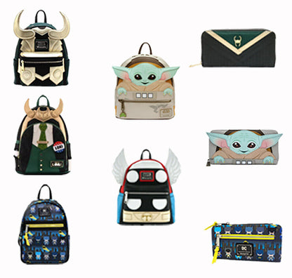 Disney Loungefly Star Wars Mini Backpack Yoda Wallet Purse Batman Bag Thor