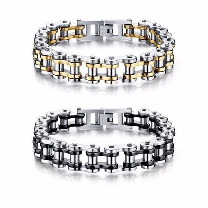 Solid Stainless Steel Motorcycle Bike Chain Design Bracelet Men's Jewelry 8.5 in
