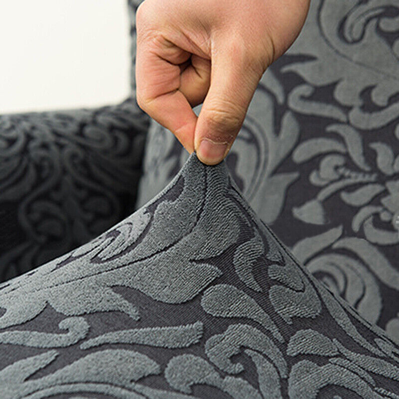 Wingback Chair Slipcover 2Piece Jacquard Damask Elastic Spandex Wing Chair Cover