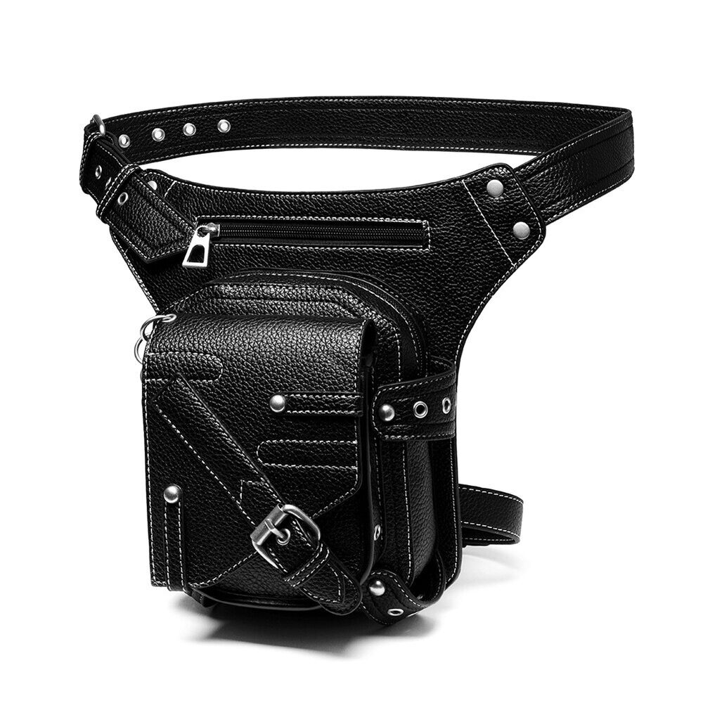 Lady's Leather Leg Drop Belt Bag Punk Rock Motorcycle Thigh Hip Waist Fanny Pack
