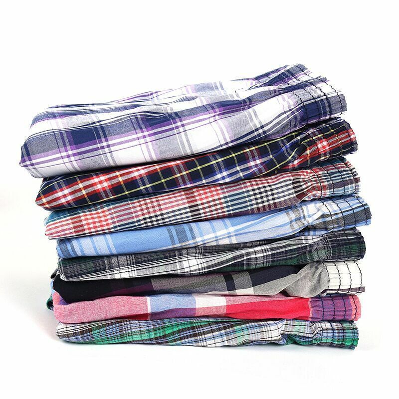 5Pcs/Lot Men's Underwear Boxers Shorts Casual Cotton Sleep Soft Plaid Underpants
