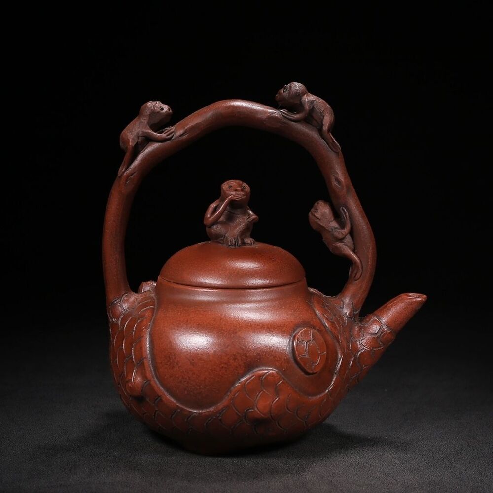 Chinese Yixing Purple Clay Teapot Tea Set Pot Zisha Ceramic Cute Decor Figurine
