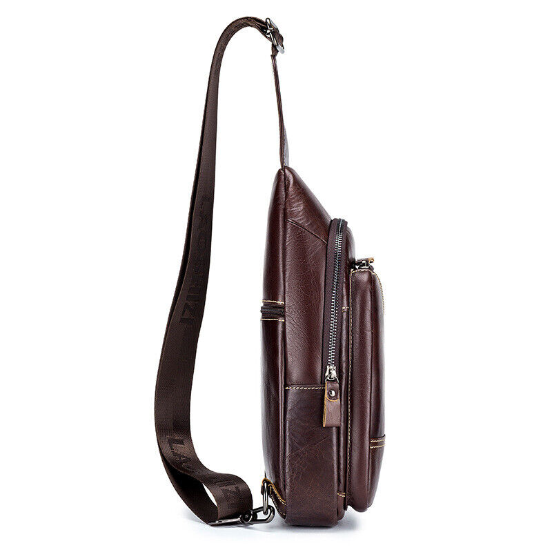 Men's Sling Backpack,100% Genuine Leather Chest bag Crossbody Bag Shoulder Bag