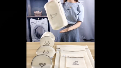 Laundry Bag Polyester Fine Mesh Embroidery Print Pouch Household Clothes Washing
