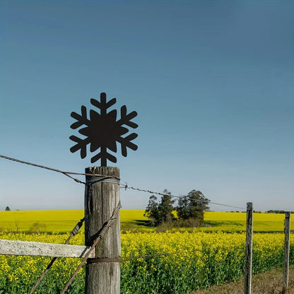 Snowflake Metal Silhouette Garden Stake Christmas Decor, Fence, Lawn, Garden