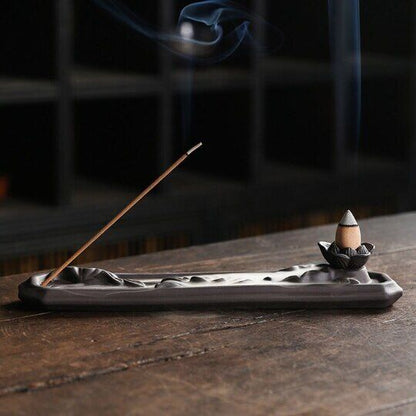 Ceramic Backflow Incense Burner Mountain Coral Stone Incense Holder for Sticks