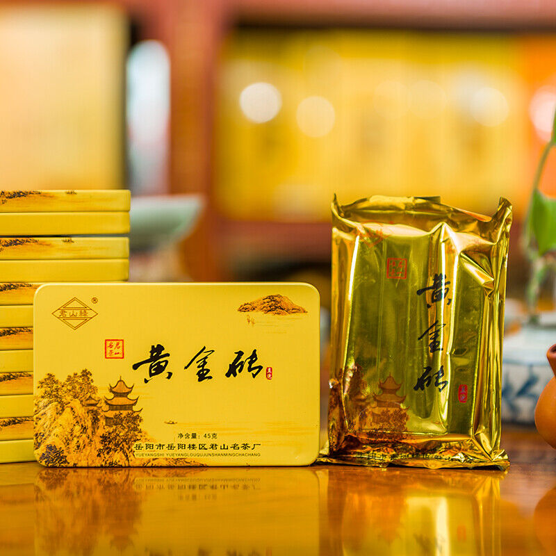 Jun Shan Huang Cha China Yellow Tea Mini Gold Brick Pressed Maojian 45g Box