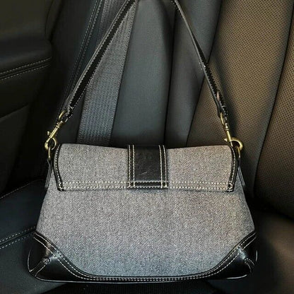 Women's Vintage Underarm Handbag Luxury Design Elegant Denim Bag Retro Gift