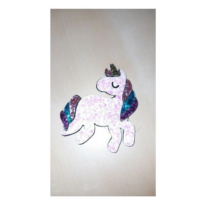 4Pcs/Lot 5.5x6.5cm Glitter Fabric Appliques Cartoon Unicorn Craft Padded Patches