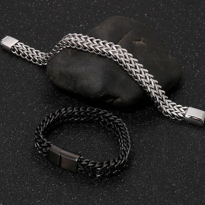 Meshed Woven Stainless Steel Bracelet Curb Chain Cuban Link Wristband Men Women