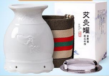 11.5cm Ceramic Lotus Moxibustion Pot Wormwood Gua Sha Massage Tool Moxa Box 艾灸