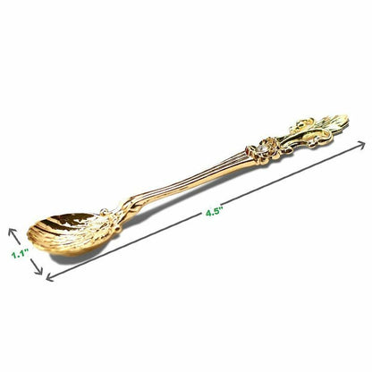 4Pcs/Set 11cm Royal Style Metal Carved Coffee Tea Spoon Vintage Antique Flatware