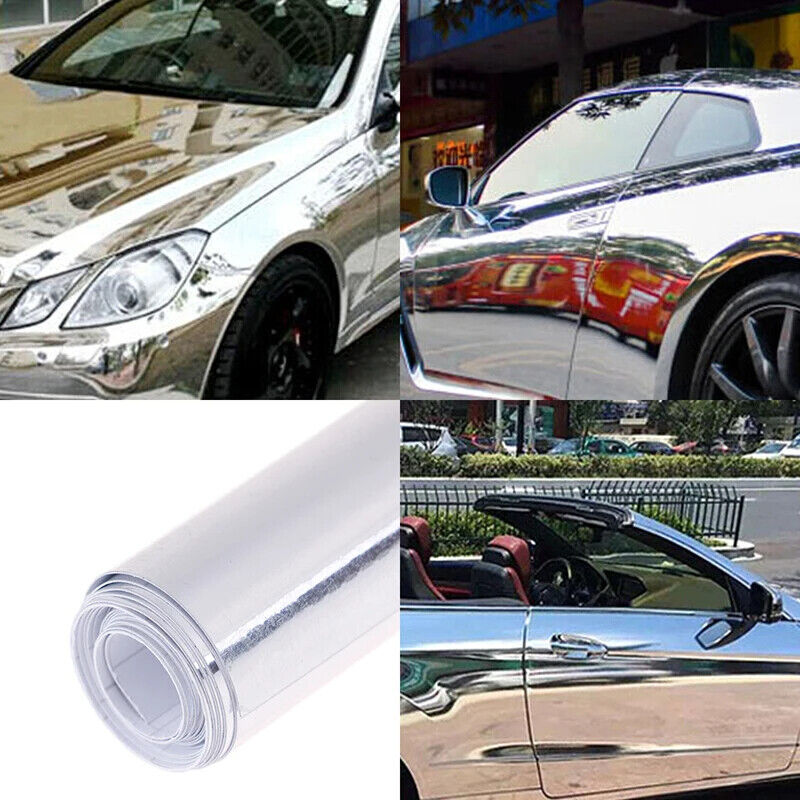 Car Sticker Decal Stretchable Mirror Silver Gold Chrome Flexible Vinyl Wrap Film