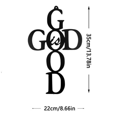 1pc God Is Good Black Cross Metal Wall Art - Inspirational Wall Decor