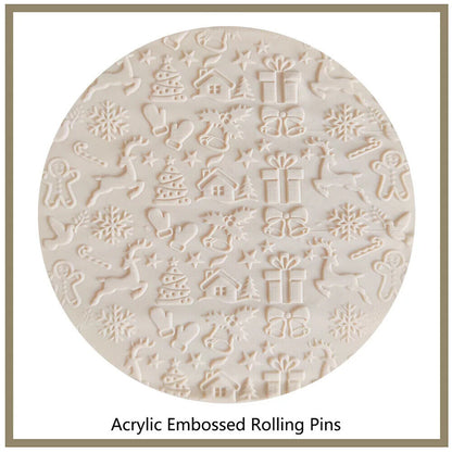 Rolling Pins 3D Acrylic 3D Christmas Fondant Textured Non Stick Decorating Tools