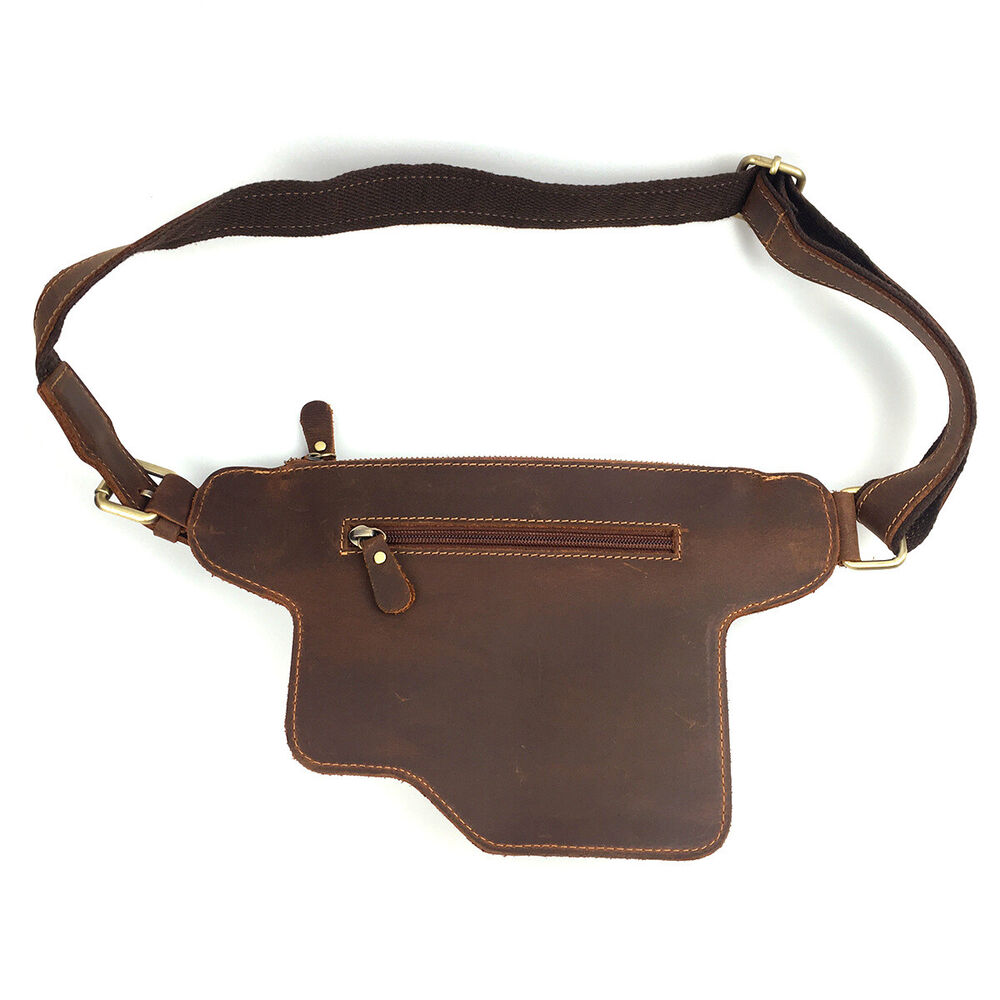 Men Real Leather Bum Waist Belt Bag Fanny Pack Sports Travel Running Pouch