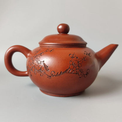 China Yixing Purple Clay Teapot Zisha Ceremony Carving Nice Plum Blossom Tea Set