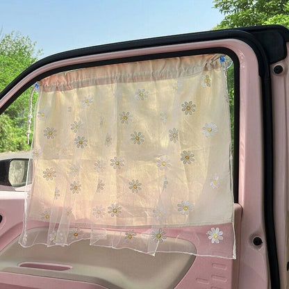 Universal Car Curtain Cotton Embroidered Newborn Baby Side Window Sunshade Cover