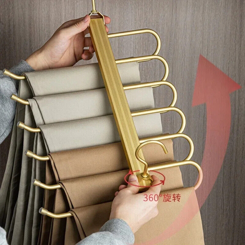 Clothes Hangers Aluminum Alloy Multi-Function Trouser Rotatable Folding Rack