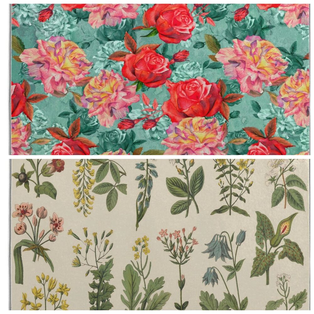 Dish Drying Mats Botanical Print Microfiber Kitchen Counter Super Absorbent Pads