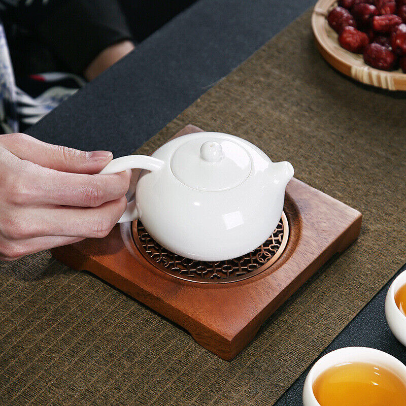 Durable Chinese Square Walnut Wood Tea Mat Coffee Cup Pad Tray Heat Resistant