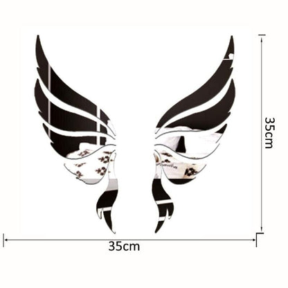 Angel Wings Wall Sticker 3D Acrylic Mirror Decal DIY Art Home Decoration 35x35cm