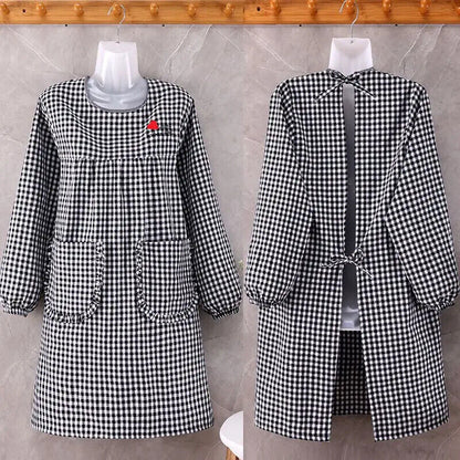 Aprons Cotton Long Sleeved Waist Kitchen Cooking Housework Farm Working Overalls