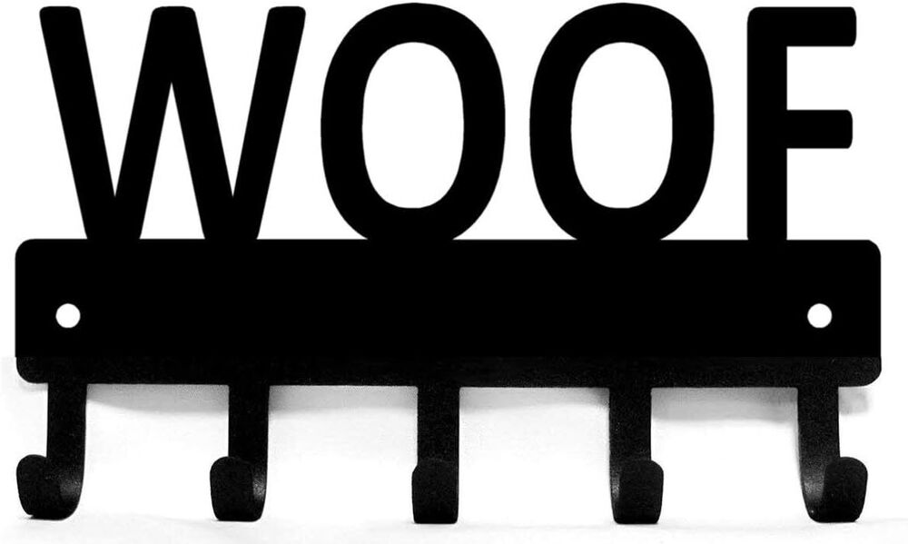 WOOF Dog Key Rack Hanger & Organizer - 6 inch Wide Metal Wall Art