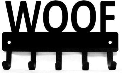 WOOF Dog Key Rack Hanger & Organizer - 6 inch Wide Metal Wall Art