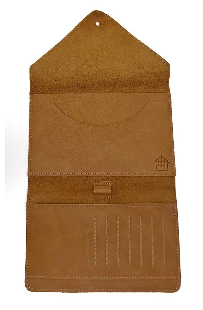 Handmade Leather Women's Clutch Wallet Purse Smooth Leather Yellow Flower Gift