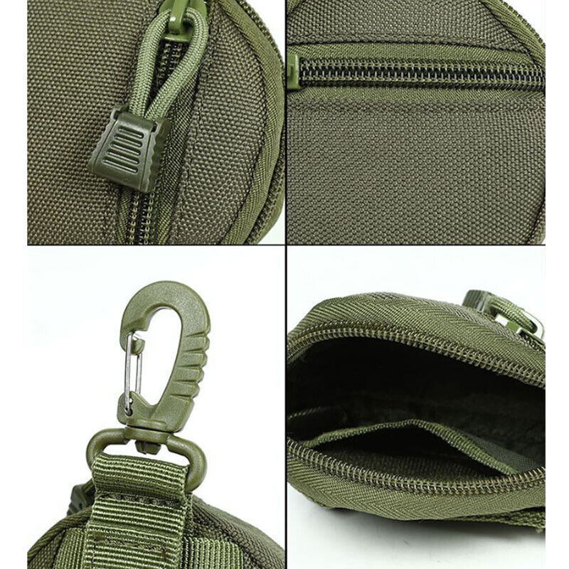 Outdoor Coins Purse Keychain Bag Pouch Tactical Round Wallet Portable Mini Bag