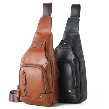 Real Cow Leather Casual Sling Bag Vintage Genuine Leather Crossbody Bag for Men