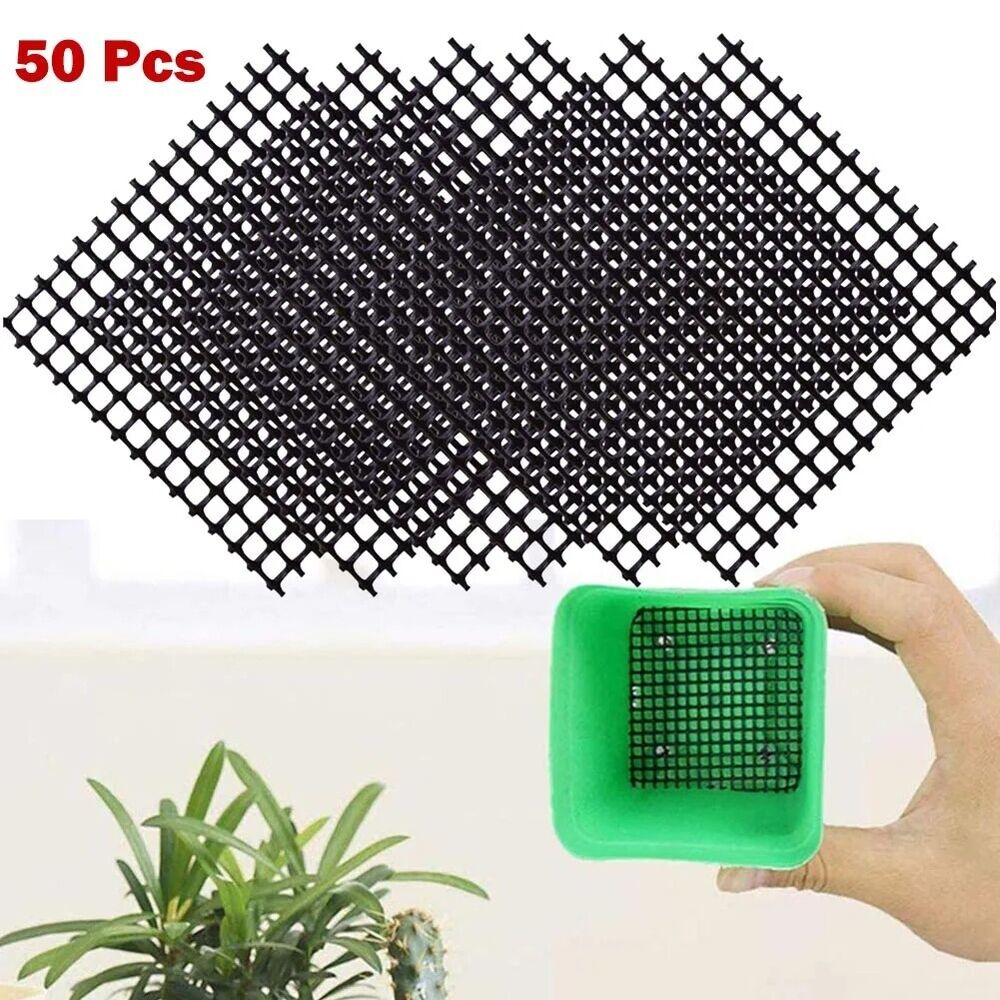 Flower Pot Hole Mesh Pad 50Pcs Glass Fiber Plants Bonsai Bottom Grid Mat 10x10cm