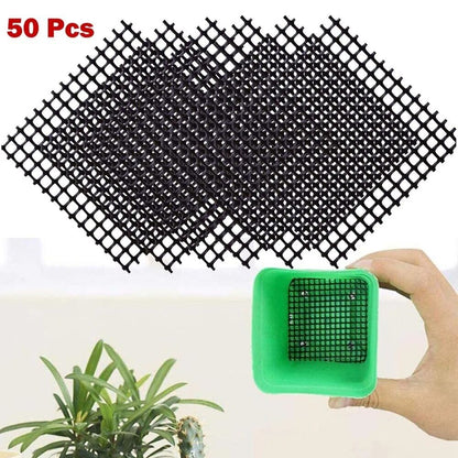 Flower Pot Hole Mesh Pad 50Pcs Glass Fiber Plants Bonsai Bottom Grid Mat 10x10cm