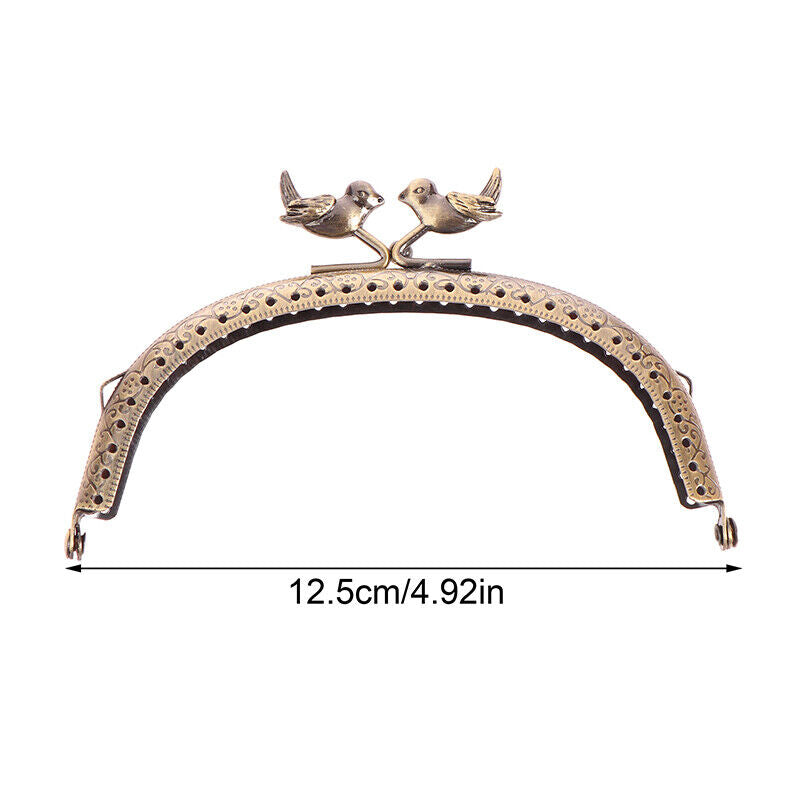 1Pc 12.5cm Bird Head Embossed Antique Bronze Metal Purse Frame Bag Kiss Clasp