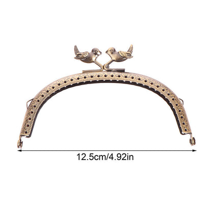 1Pc 12.5cm Bird Head Embossed Antique Bronze Metal Purse Frame Bag Kiss Clasp