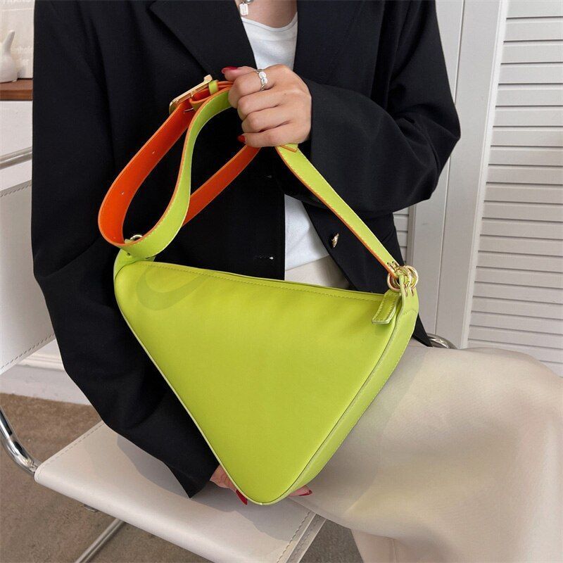 Triangular Shoulder Bag Tote Crossbody Purse Leather Messenger Bag 32*6*21.5 CM