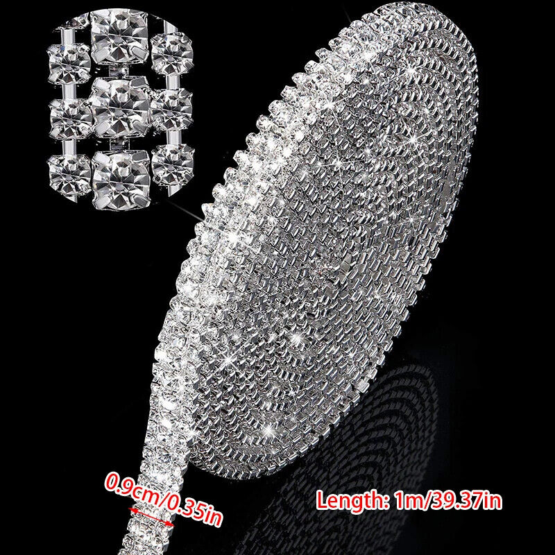 Dress Decoration Trims 3Rows Crystal Rhinestone Cup Chain DIY Applique Sew On 1M