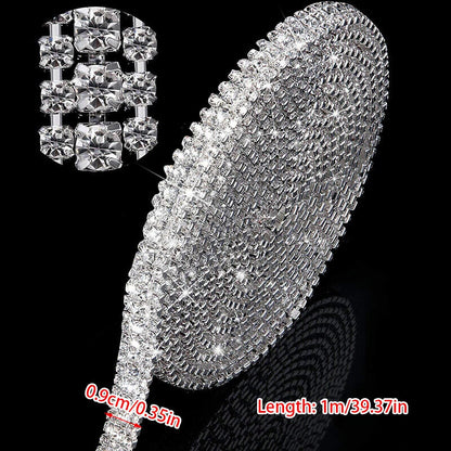 Dress Decoration Trims 3Rows Crystal Rhinestone Cup Chain DIY Applique Sew On 1M