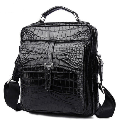 Real Leather 10" Handbags, Designer Crocodile Men's Business Sling Shoulder Bag