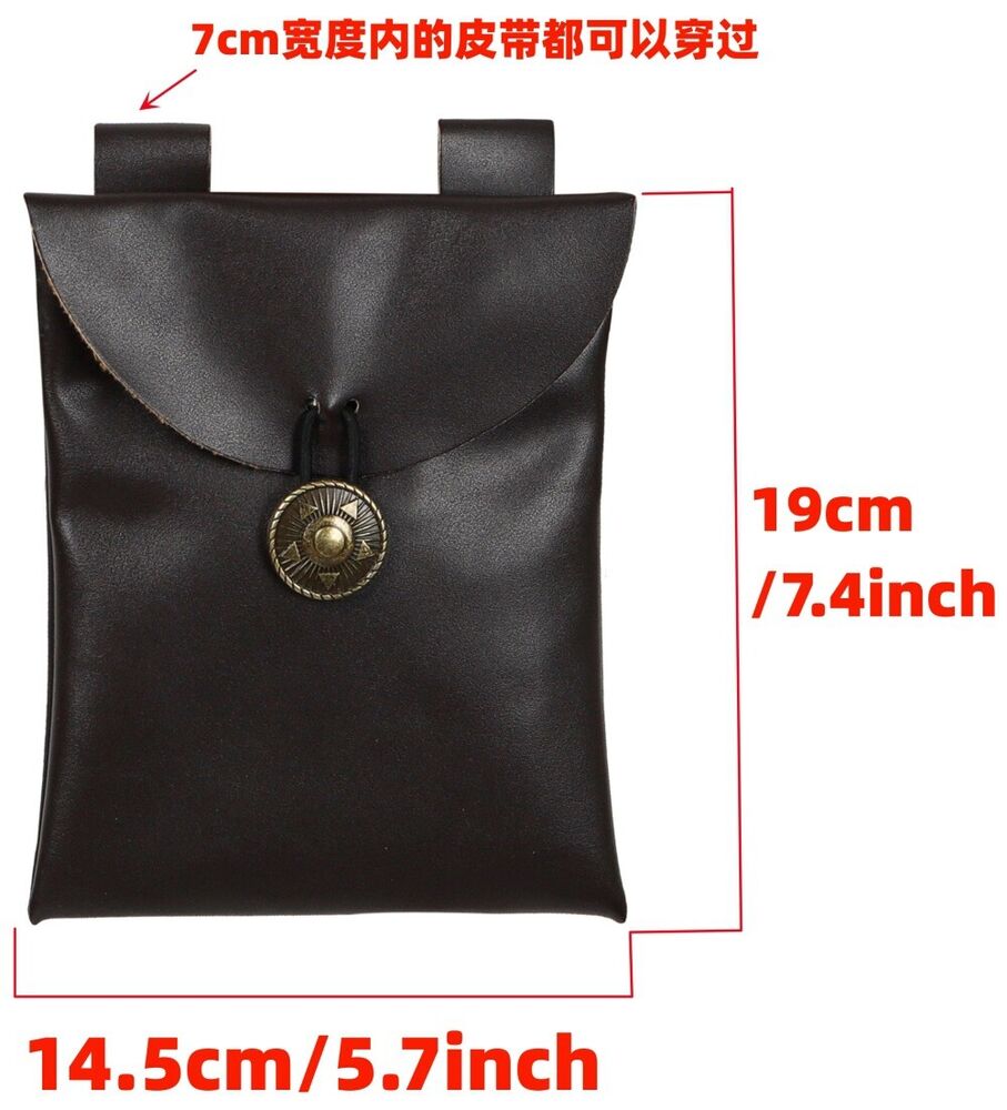Womens Mens Hook Strap Double Metal Rings PU Leather Bag Medieval Belt
