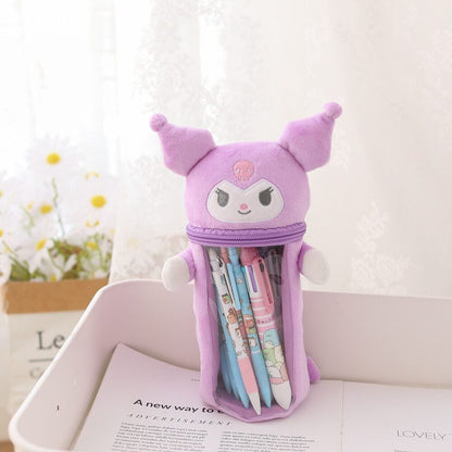 HelloKitty Kuromi Cinnamoroll Plush Toy Pencil Case Pen Holder Storage Bag Gift
