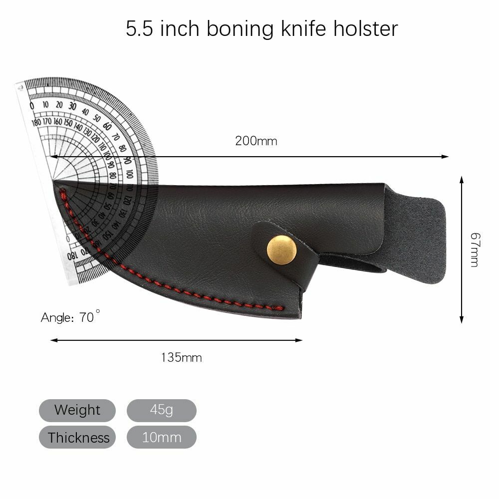 Knife Sheath Leather Case Fixed Blade Serbian Boning Knives Holder Bag 5.5/6Inch