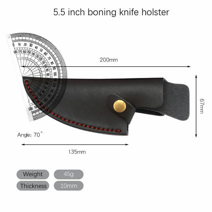 Knife Sheath Leather Case Fixed Blade Serbian Boning Knives Holder Bag 5.5/6Inch