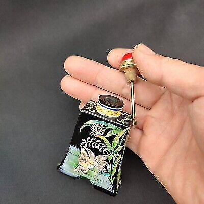 vintage chinese snuff bottle hand painted flower bird love gift beautiful Art