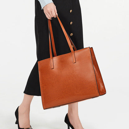 Genuine Leather Women's Large Handbag, Crossbody Shoulder Bag Satchel Tote Bag